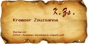 Kremser Zsuzsanna névjegykártya
